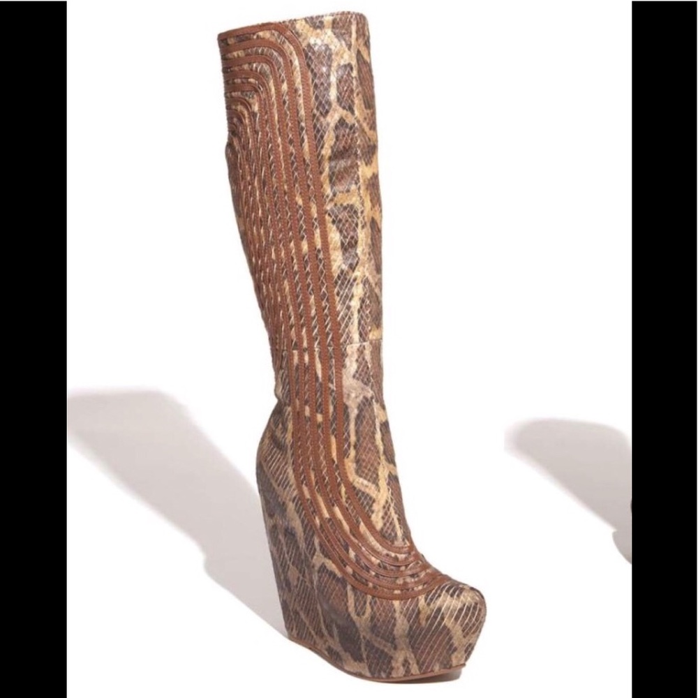 Jeffrey Campbell “Zillion” boot Brown Snake NWOT
